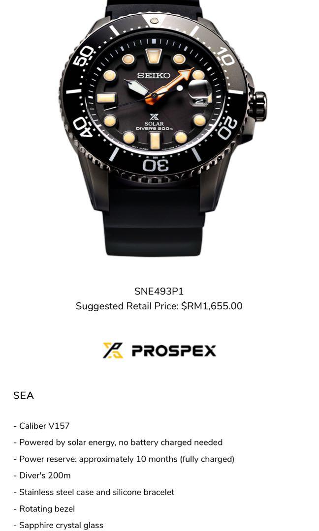 SEIKO Prospex V157 Solar Diver 200M  Limited Edition Automatic Watch  •SNE493P1, Men's Fashion, Watches & Accessories, Watches on Carousell