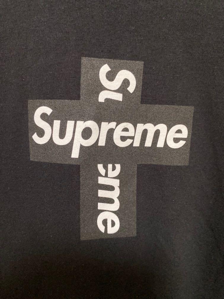 Supreme cross box logo black t-shirt, Men's Fashion, Tops & Sets