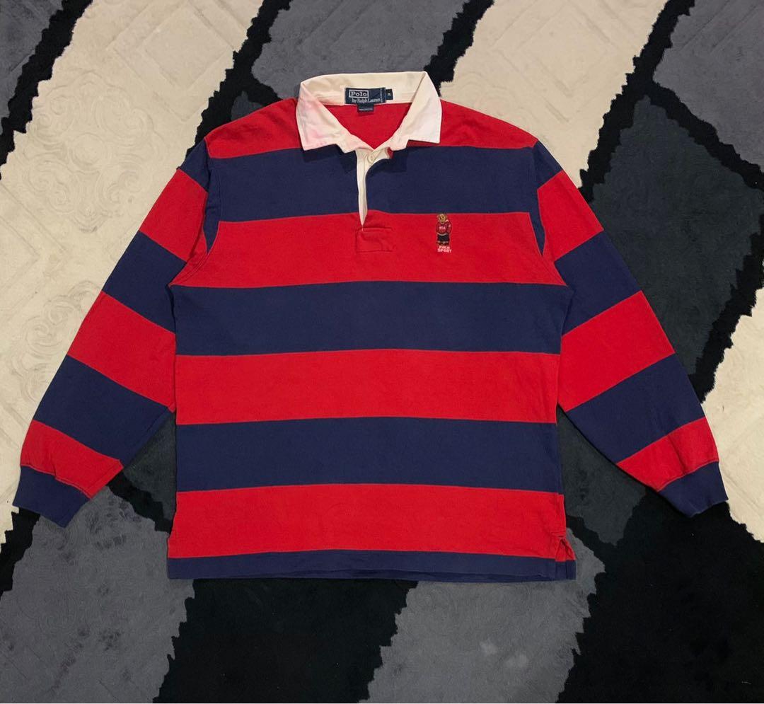 Vintage Polo Ralph Lauren Polo Bear Stripe Rugby Shirt, Men's Fashion, Tops  & Sets, Tshirts & Polo Shirts on Carousell