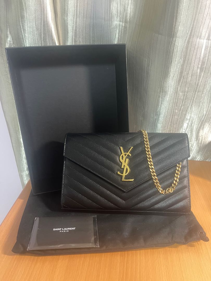 ysl wallet on chain gold