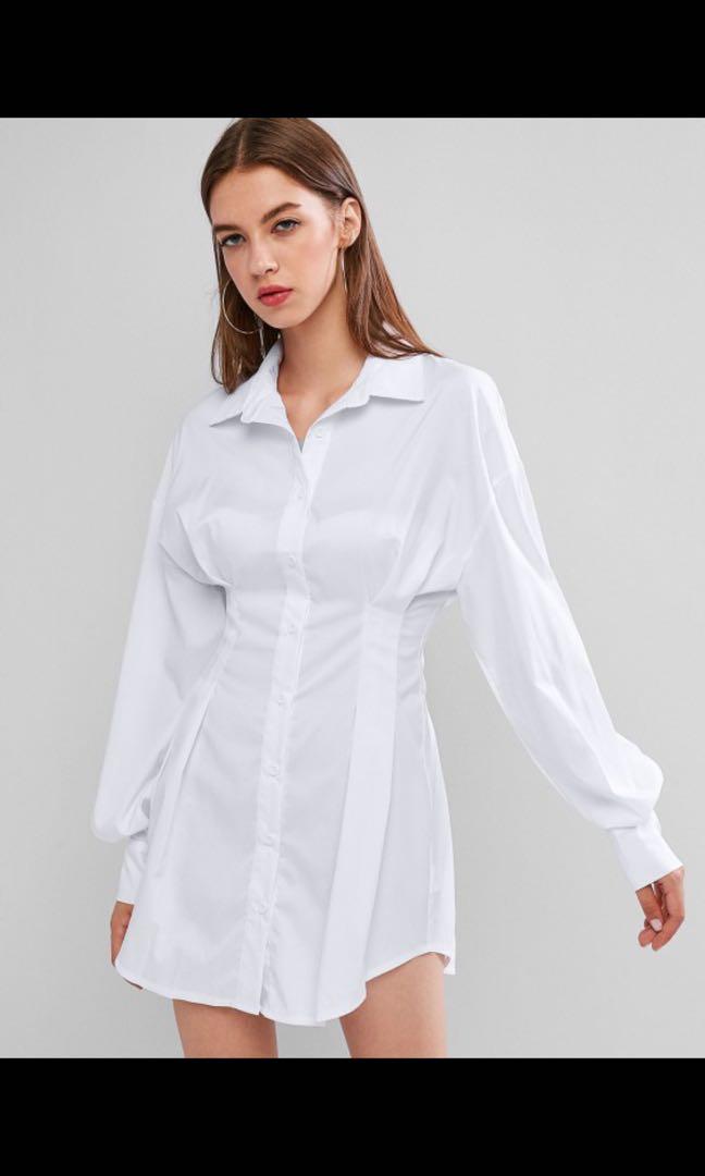 Long sleeve button down shirt dress Clearance
