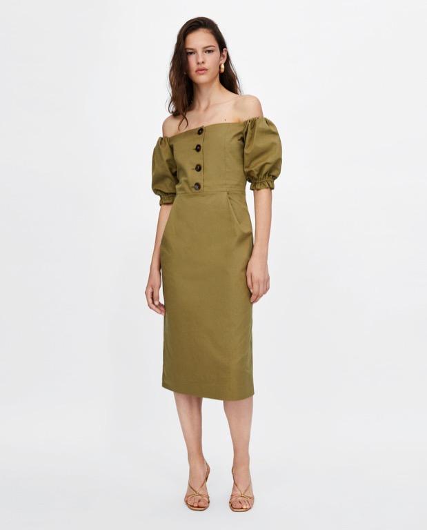 slim fit dress slacks ZARA. Bottle green pleated midi dress. Size XS – Hibuy market main image 1