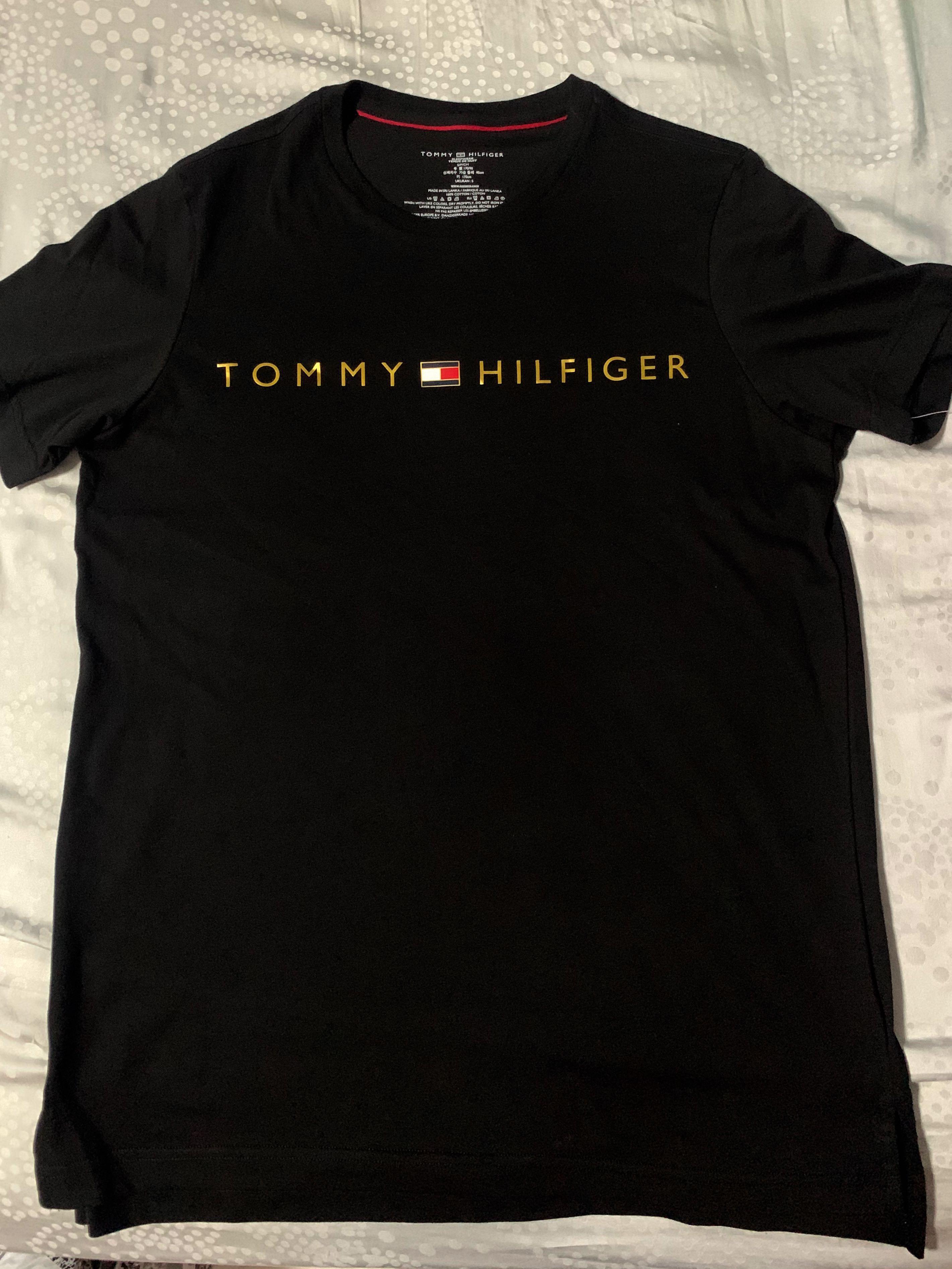 authentic Tommy Hilfiger black T shirt Men s Fashion Tops Sets Tshirts Polo Shirts on Carousell