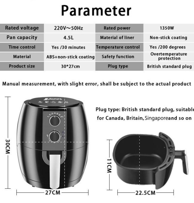 Standard air fryer size on sale