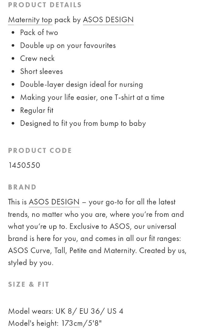 ASOS DESIGN Maternity nursing 2 pack t-shirt in black and white