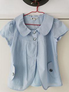 Baby doll collar pinstripe top with zip closure