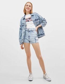Bershka high waisted denim acid wash shorts