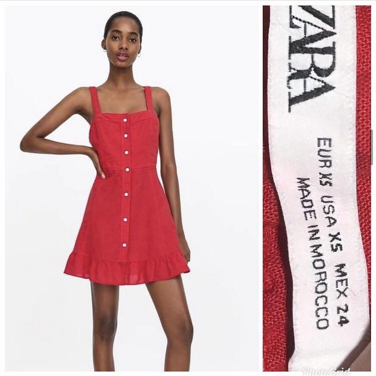Bnwot Zara Red Linen Dress, Women'S Fashion, Dresses & Sets, Dresses On  Carousell