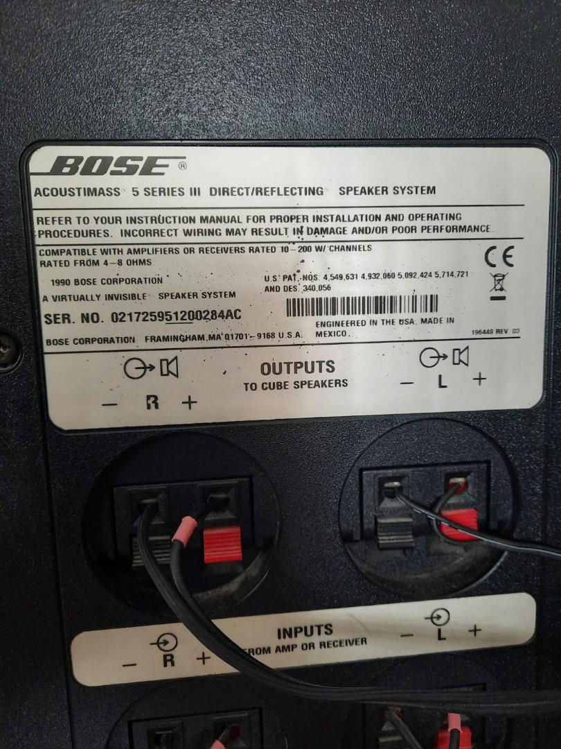 Bose acoustimass subwoofer + 2 side speakers with stands, Audio