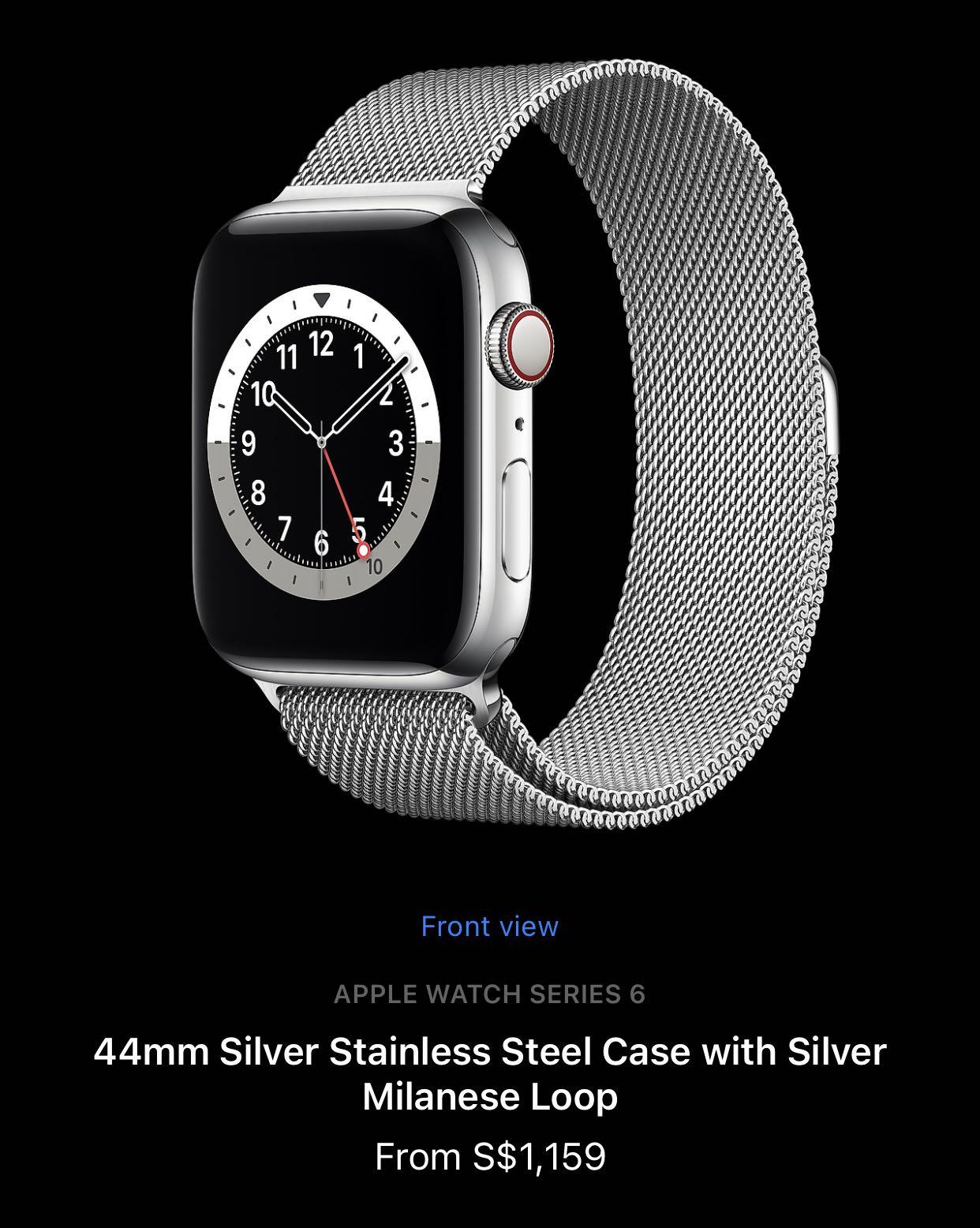 ?CHEAPEST Brand New Sealed Latest Series 6 Apple Watch Stainless Steel  Edition GPS + Cellular, 44mm Silver Stainless Steel Case with Silver  Milanese Loop ? , Luxury, Watches on Carousell