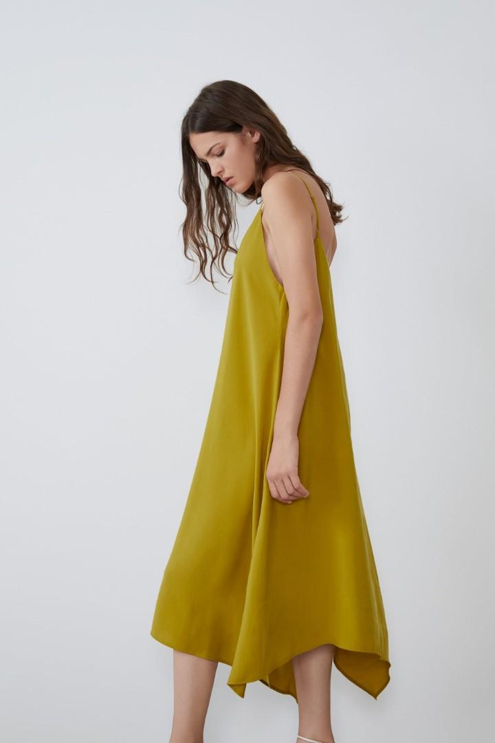 Zara mustard hotsell slip dress