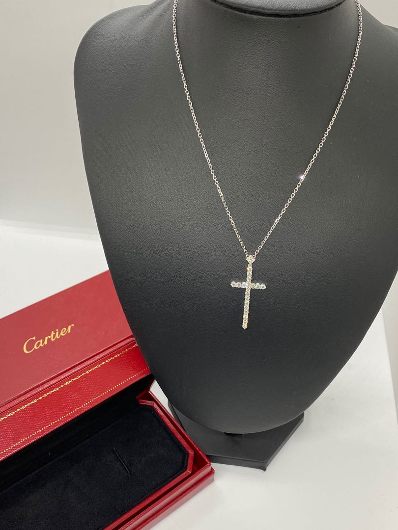 Vintage Cartier Blue Sapphire Cross Necklace at Susannah Lovis Jewellers