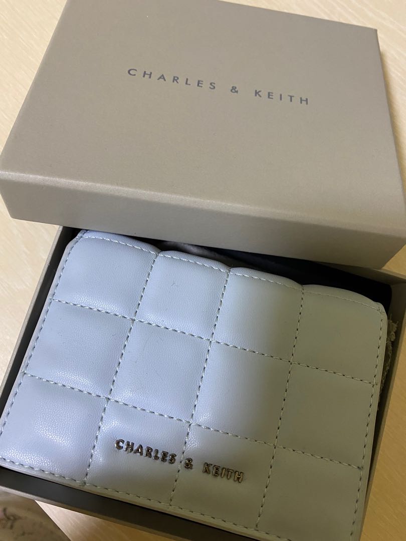 Light Blue Quilted Mini Wallet, CHARLES & KEITH