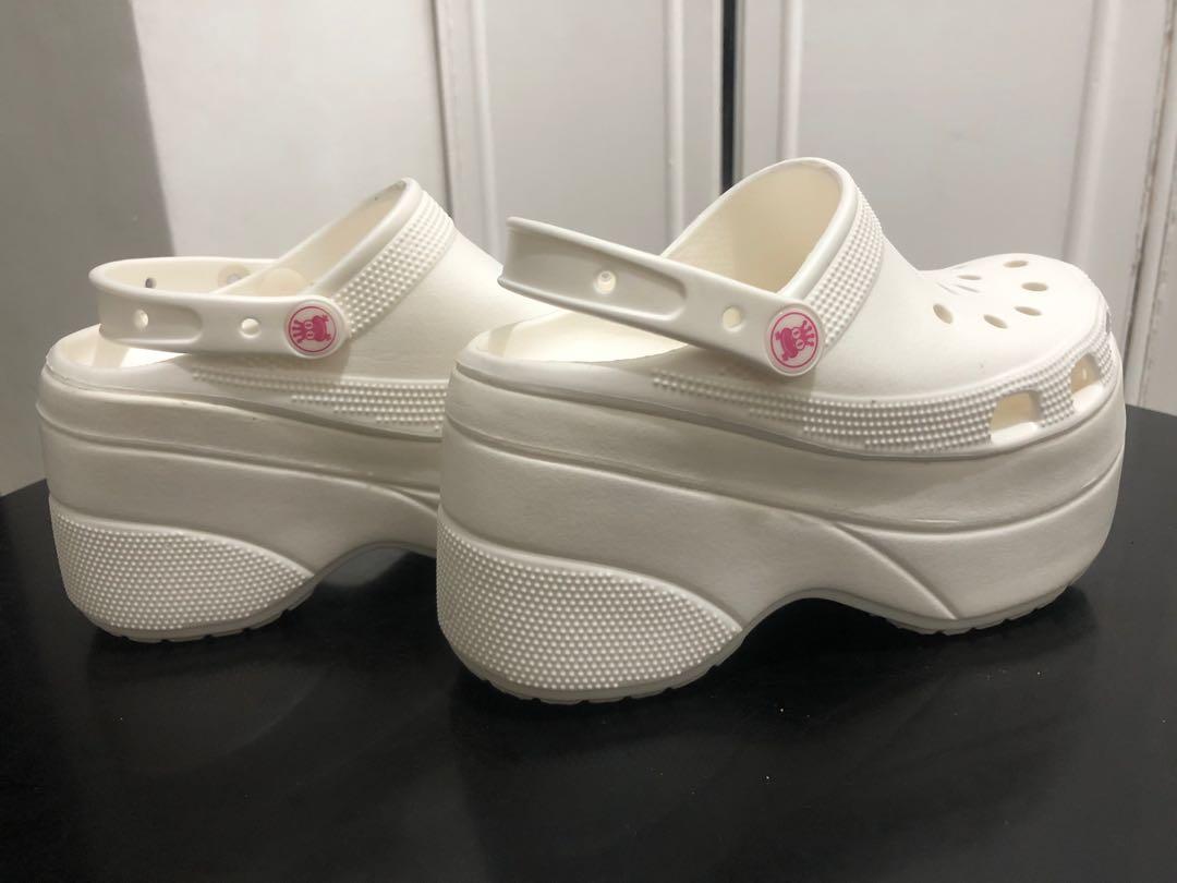 Chunky white crocs clearance