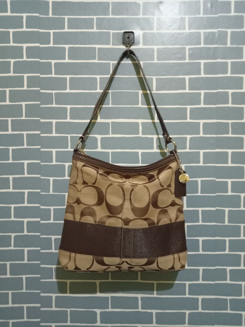 Coach Brown Signature Jacquard Shoulder Bag F13674 Luxury Bags