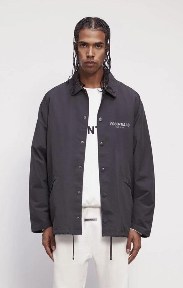Essentials Black Coach Jacket (size:M), 男裝, 外套及戶外衣服 ...