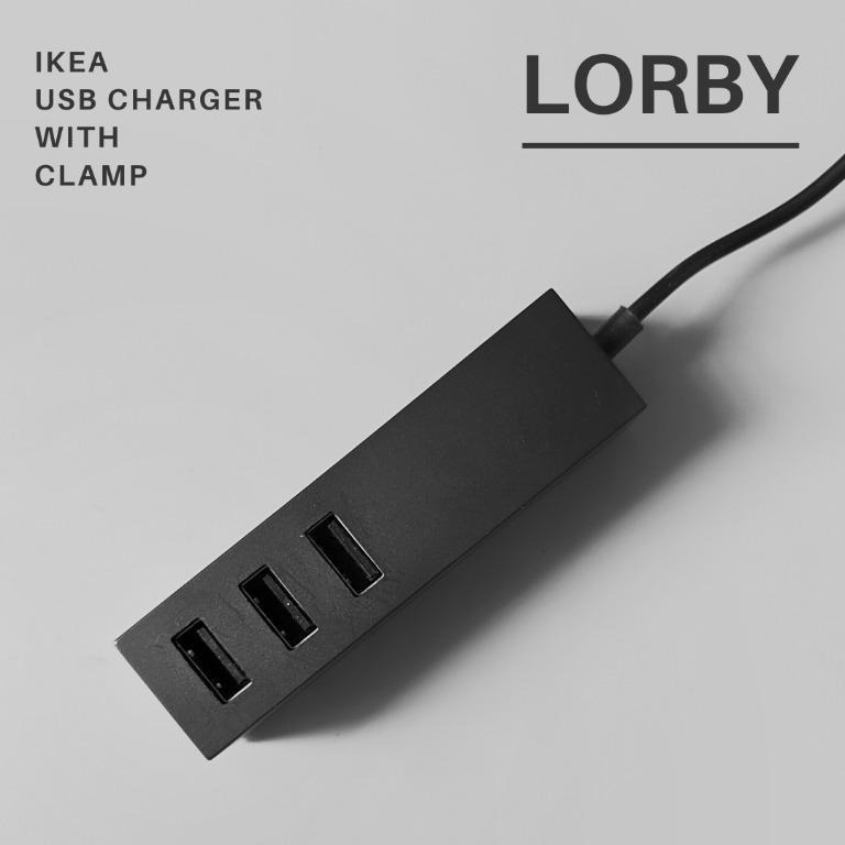 LÖRBY USB charger with clamp, white - IKEA