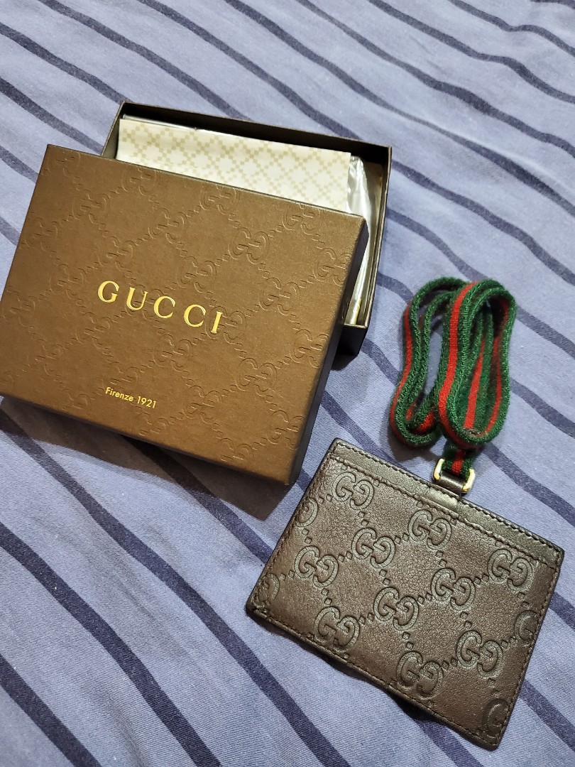 Gucci Brown ID Badge Holder, Luxury, Bags & Wallets on Carousell