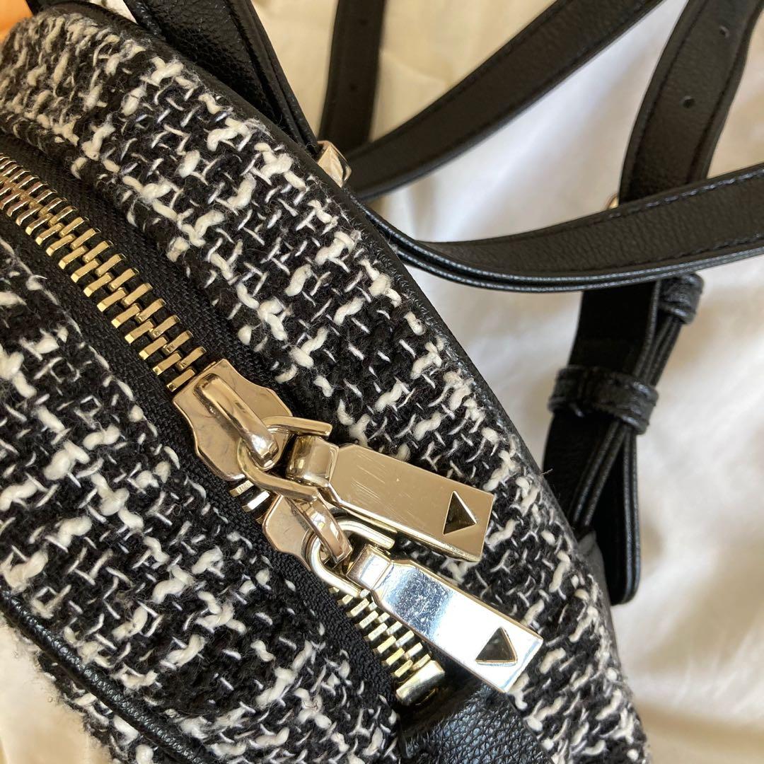 Guess Delon Tweed Convertible Mini Backpack, Women's Fashion, Bags