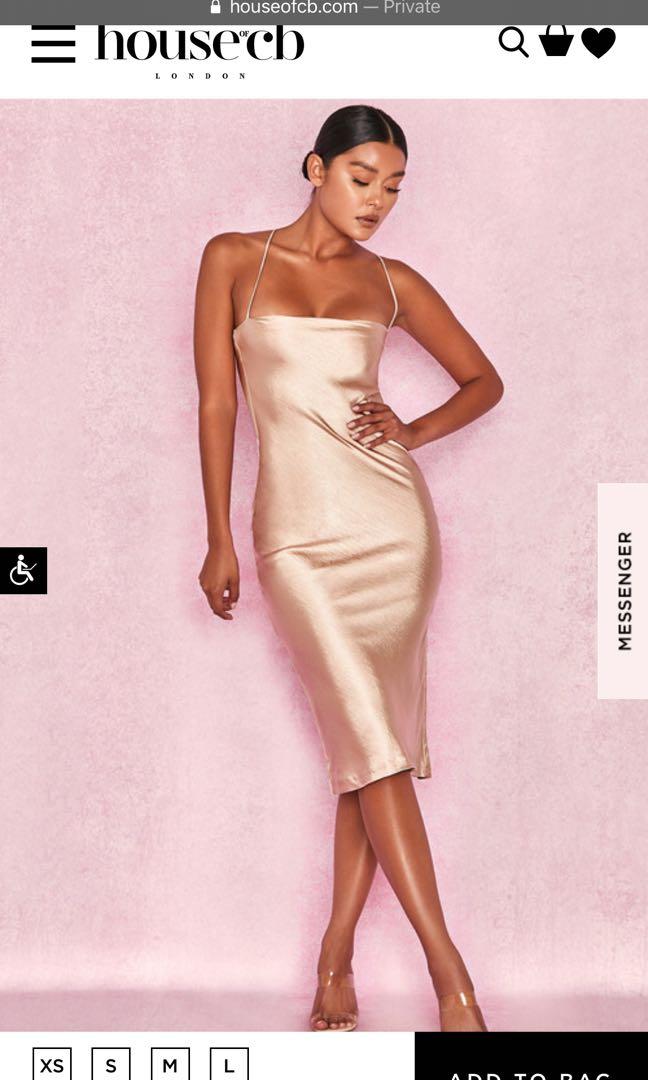 BNWT House of CB JULIETA CHAMPAGNE SATIN SLIP DRESS