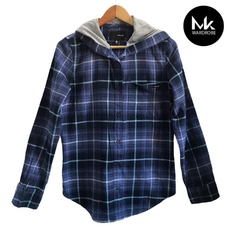 Hurley flannel hoodie on sale