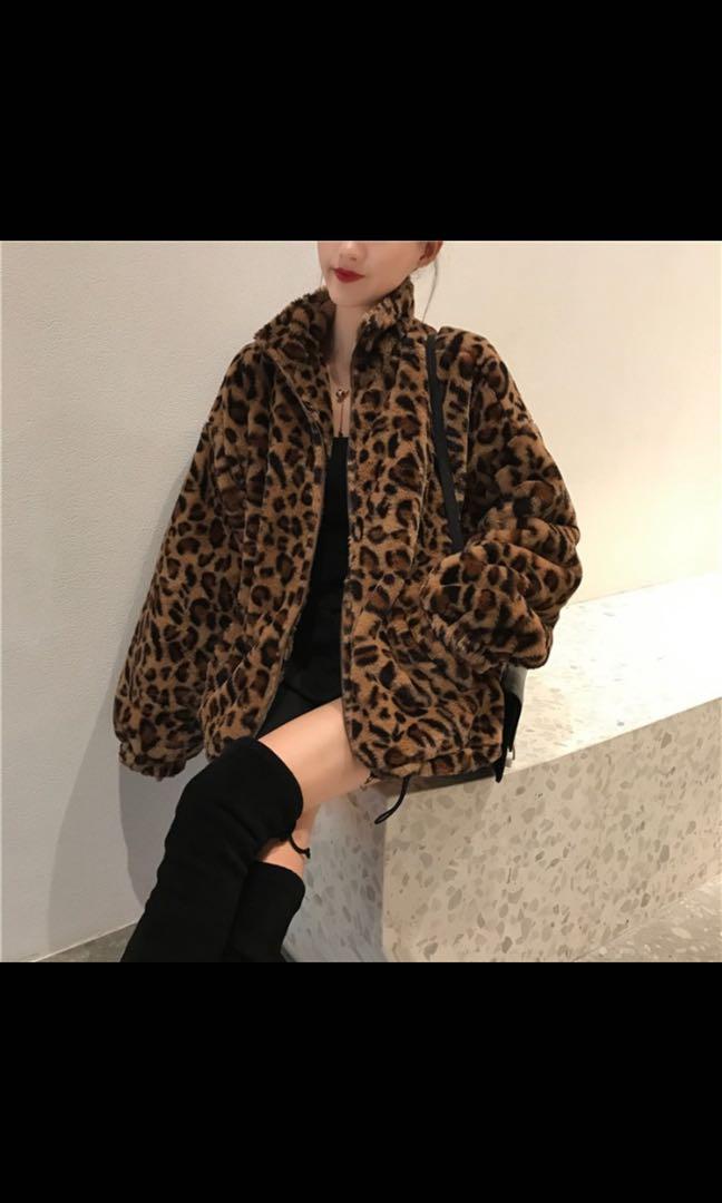 Furry leopard jacket cheap