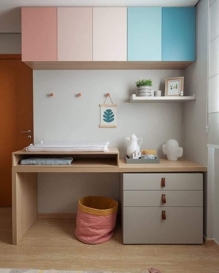 Mahogany table top diaper changing station with drawers cabinet floating shelf Babies Kids Baby Nursery Kids Furniture Changing Tables Stations on Carousell