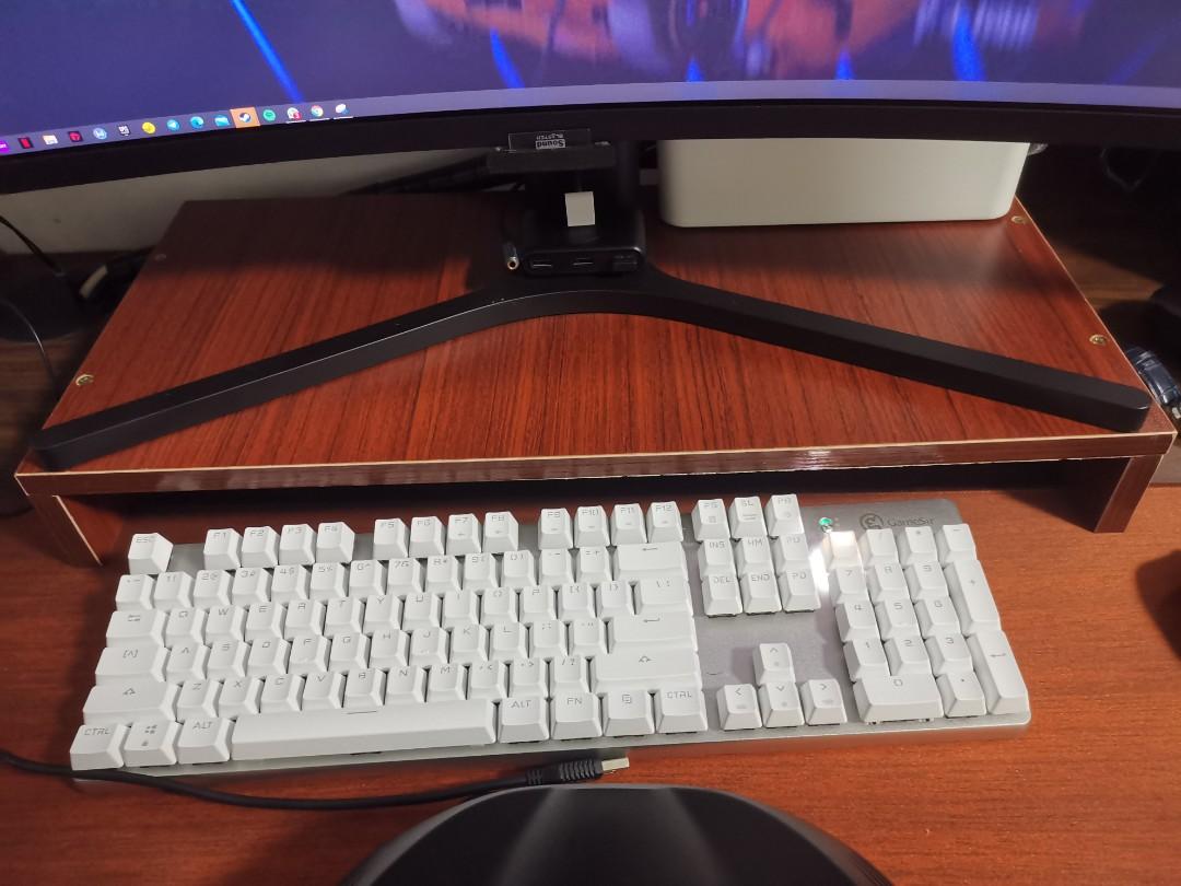 Monitor Stand Riser for Ultrawide Monitor (Brown Teak Color), Mobile ...