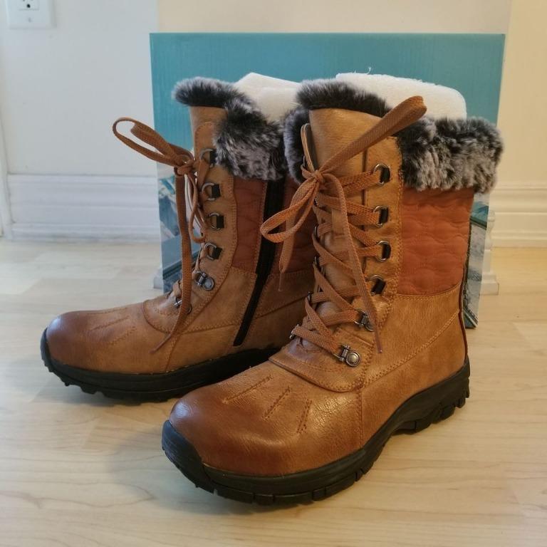 Brown fur store boots womens