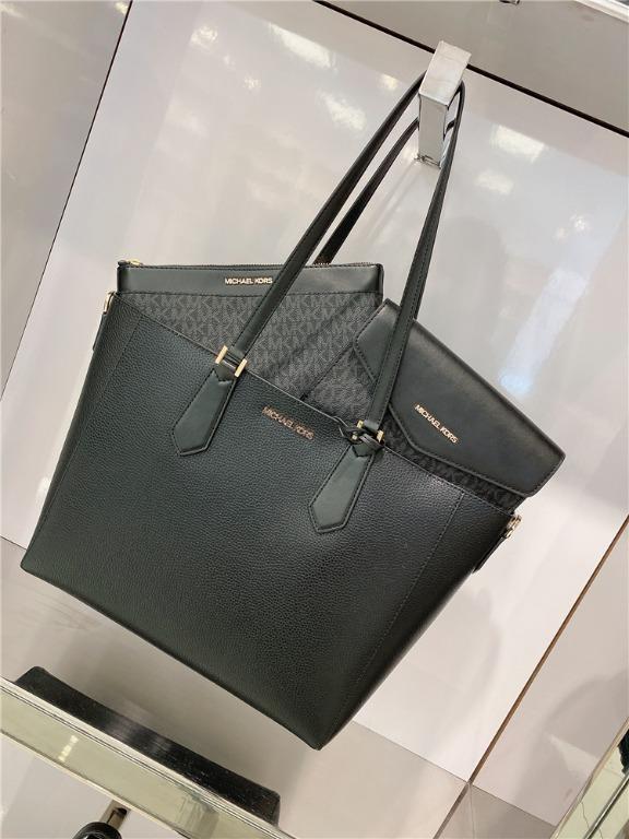 NWT MICHAEL KORS KIMBERLY LARGE PEBBLED LEATHER AND LOGO 3 IN 1 TOTE BAG 35H9SKFT9T