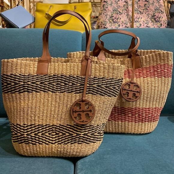 Tory Burch Brown & Black Miller Straw Stripe Tote, Best Price and Reviews