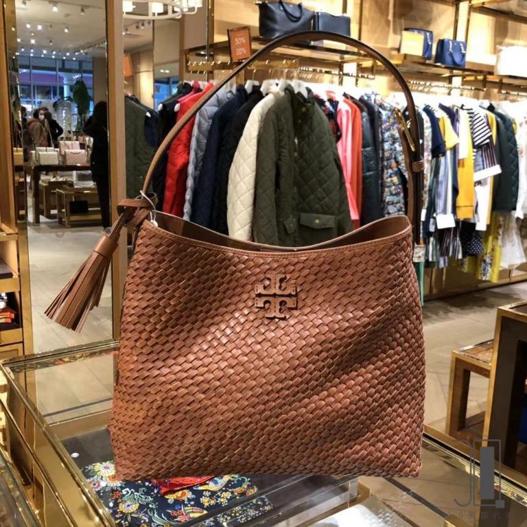 NWT) TORY BURCH - THEA WOVEN LEATHER HOBO 11169740, Luxury, Bags & Wallets  on Carousell