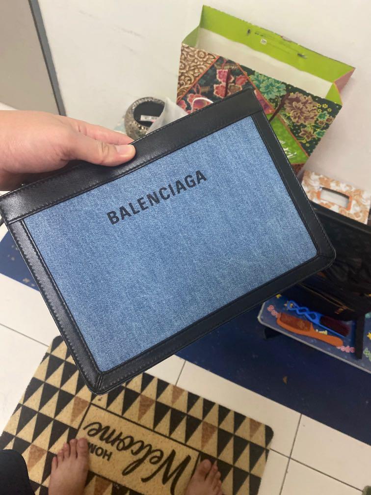 Original Balenciaga navy pochette clutch crossbody fullset Luxury