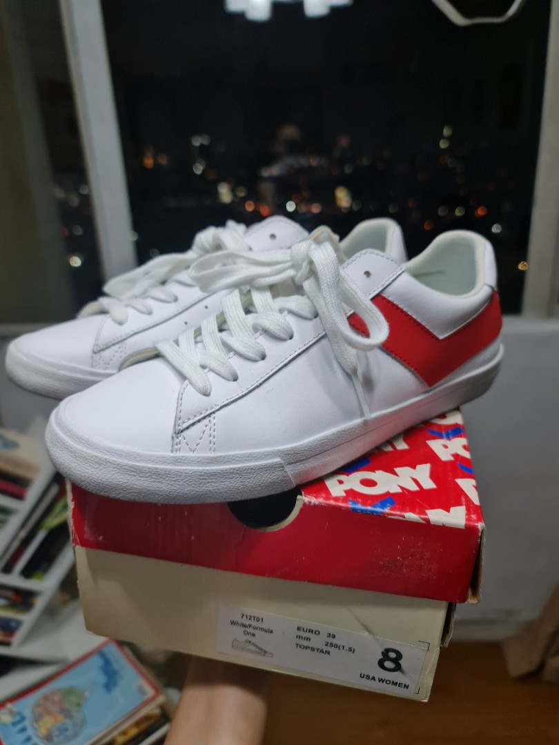 PONY Topstar Sneaker White Red Rumba Women s Fashion Footwear