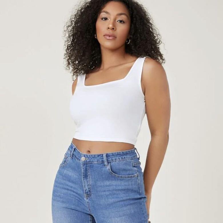 SHEIN Basic Crop Tank Top in White (Plus), Women's Fashion, Tops,  Sleeveless on Carousell