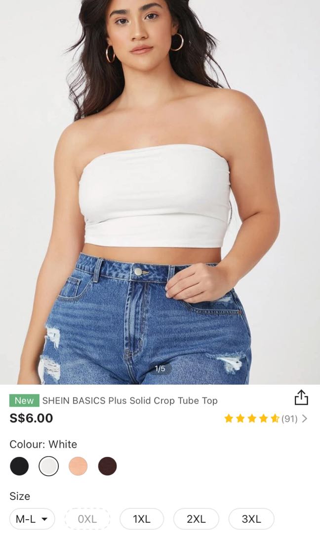 White plus size tube top clearance
