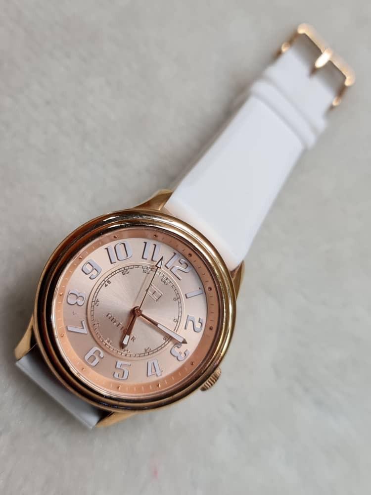 Tommy hilfiger white and sales gold watch