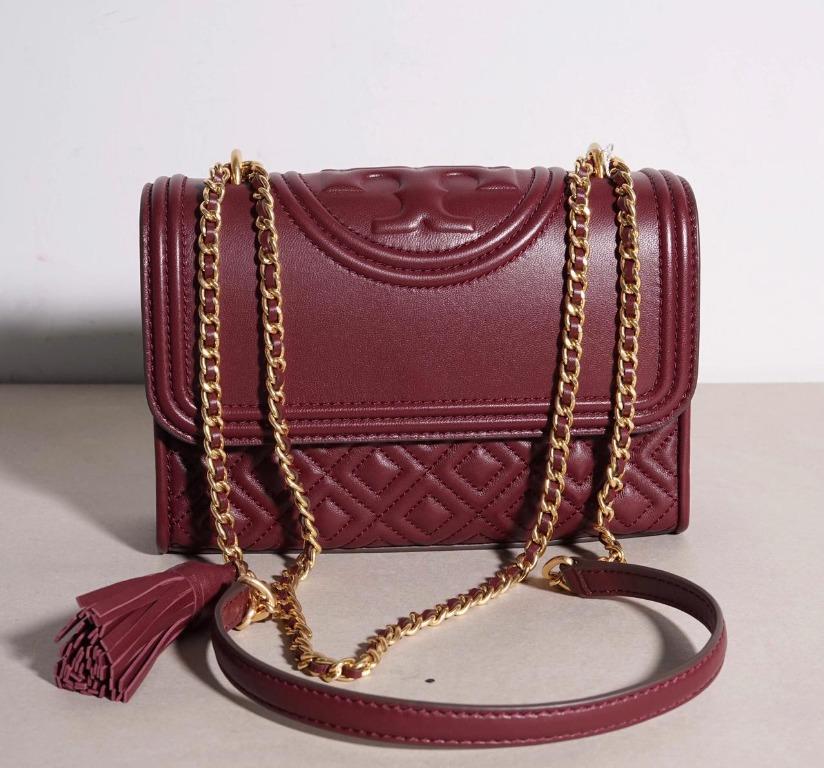 Tory Burch Fleming Small Convertible Shoulder Bag Claret 