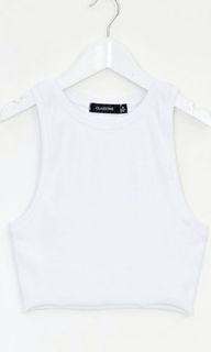 White high neck ribbed crop top