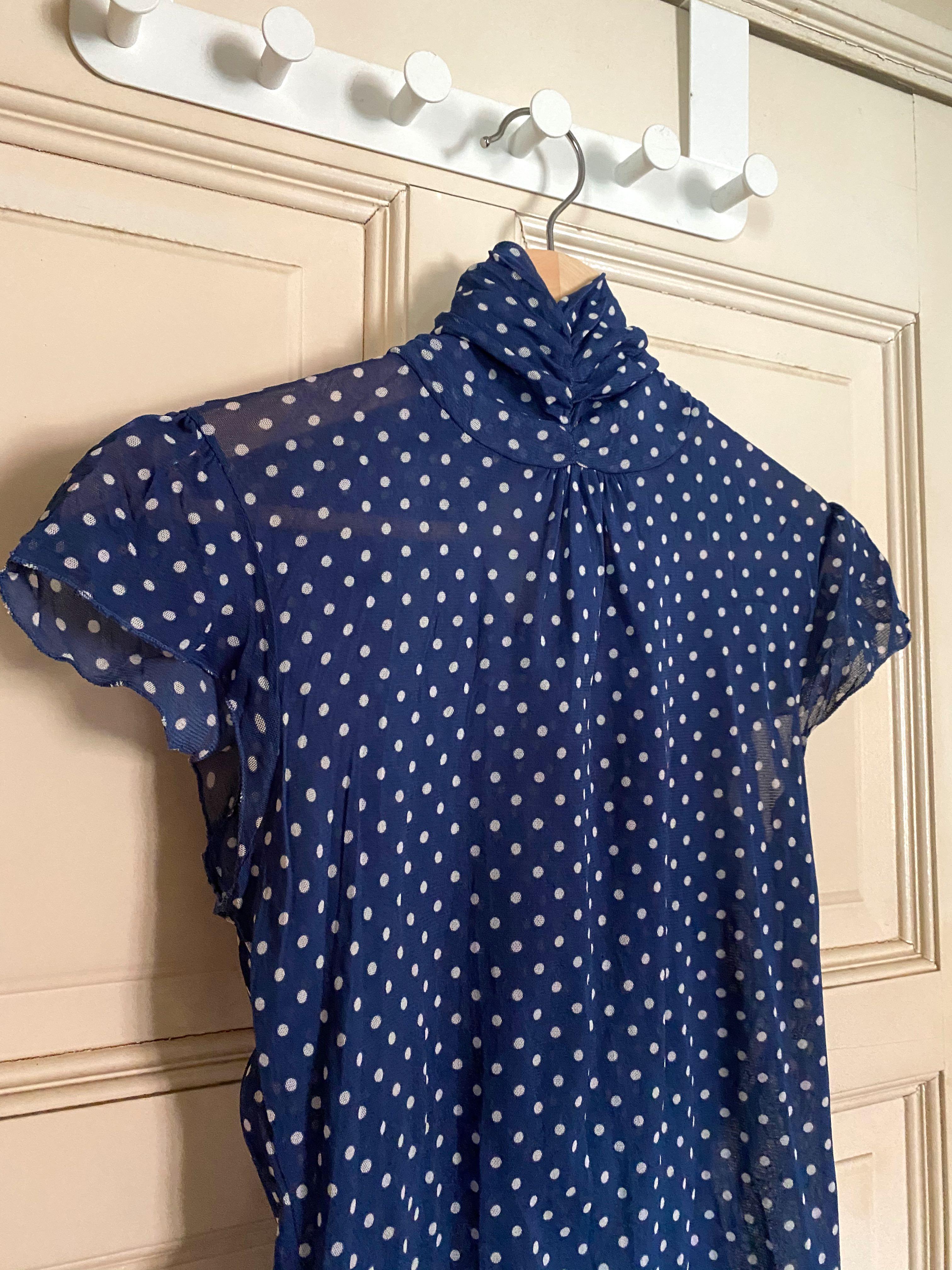 zara blue polka dot top
