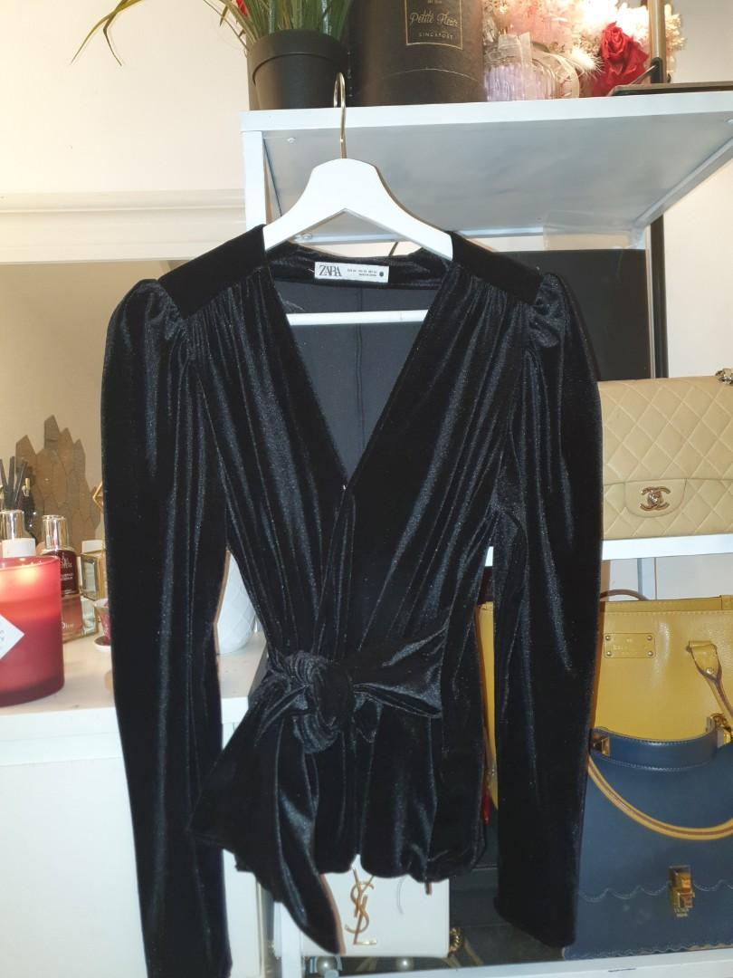 Zara Velvet Blouse, Women's Fashion, Tops, Blouses on Carousell