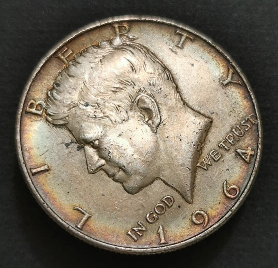包漿銀幣]1964年美國50美仙硬幣一枚, 興趣及遊戲, 收藏品及紀念品, 錢幣- Carousell