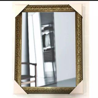 Big size wood frame golden decorated mirror