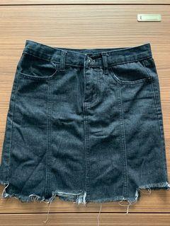 black ripped denim skirt