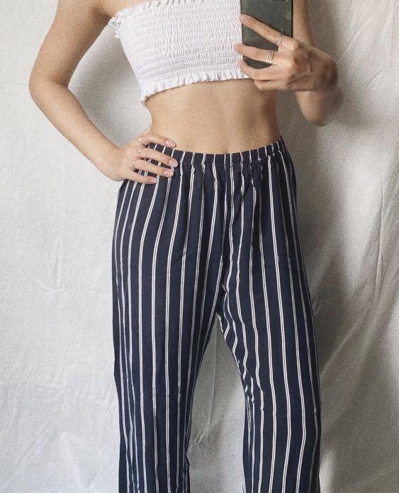 Brandy Melville Striped Tilden High Waisted Pants, Women's Fashion,  Bottoms, Other Bottoms on Carousell