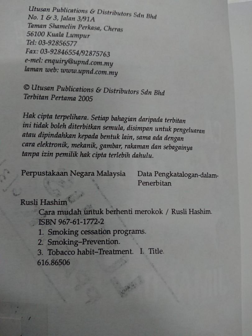 Cara Mudah Berhenti Merokok, Books u0026 Stationery, Books on Carousell