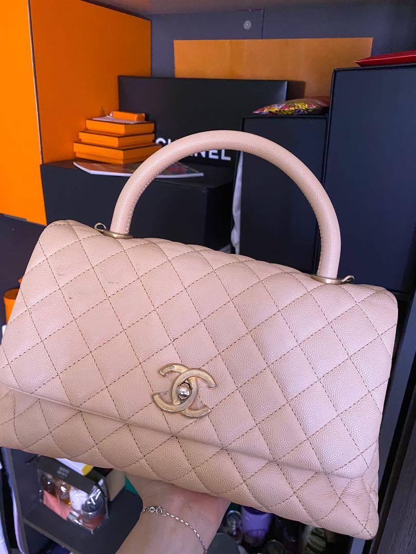 Chanel coco handle small medium A92991 in beige vintage GHW caviar leather,  Luxury, Bags & Wallets on Carousell