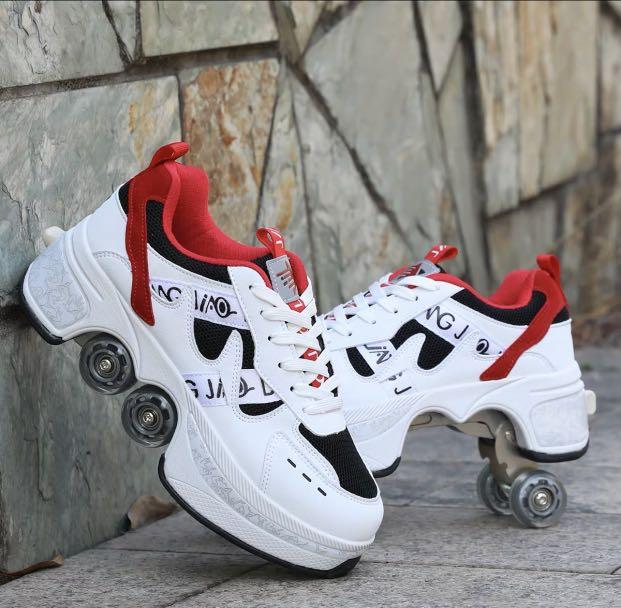 Preorder Cheapest Lowest Tiktok Agloat Kick Roller Skates Shoes Skateboard Shoes With Wheel Roller Deformation Shoes Runaway Shoes Four Wheel Skate