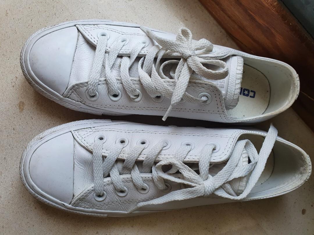 Converse All Star Low Leather WHITE MONO shoes