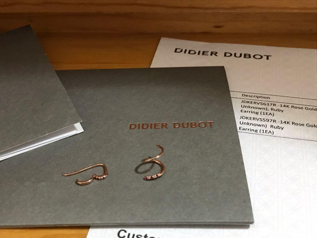 DIDIER DUBOT kiss me collection earrings 14K 玫瑰金+紅寶石耳環 